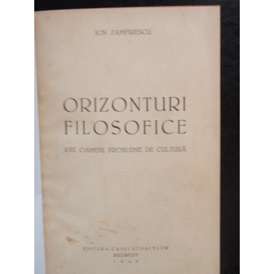 ORIZONTURI FILOSOFICE - ION ZAMFIRESCU foto