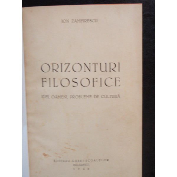 ORIZONTURI FILOSOFICE - ION ZAMFIRESCU