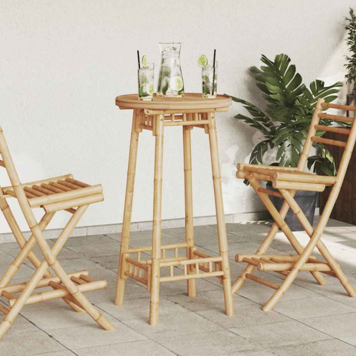 Gossi masa de bar pentru exterior rotunda &Oslash;55x100 cm din bambus