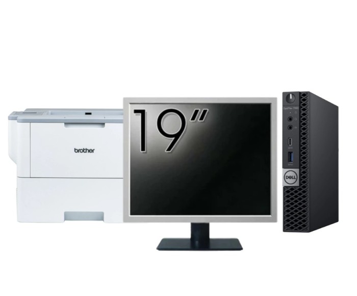 Pachet Calculator Second Hand DELL OptiPlex 7060 Mini PC, Intel Core i5-8500T 2.10 - 3.50GHz, 8GB DDR4, 256GB SSD + Monitor 19 Inch + Imprimanta Broth