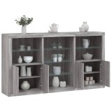 vidaXL Servantă cu lumini LED, gri sonoma, 181,5x37x100 cm