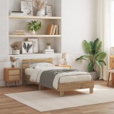 vidaXL Cadru de pat cu lumini LED, stejar artizanal, 100x200 cm