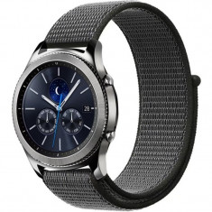 Curea ceas Smartwatch Samsung Gear S3, iUni 22 mm Soft Nylon Sport, Midnight Gray foto