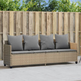 Sezlong gradina Gossi cu perne, poliratan bej, reglabil, 204x55x70 cm