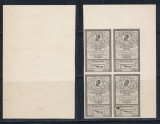 ROMANIA 1903 Efigii eseu rarisim cu nominalul de 25 bani, gravat pe hartie groasa, in bloc de 4 cu colt de coala, Nestampilat