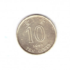 Moneda Hong Kong 10 cents 1998, stare buna, curata
