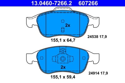 ATE 13.0460-7266.2 set placute frana,frana disc foto