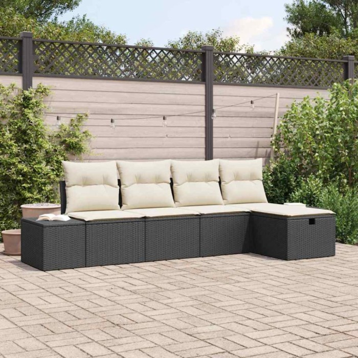 vidaXL Set de canapele pentru grădină 5 pcs Negru 55 x 62 x 69 cm 3360688