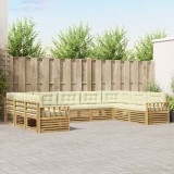 vidaXL Set de canapele de exterior cu pernă 9 pcs Alb și crem 3391145