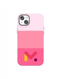 Husa de protectie roz din piele ecologica rezistenta la socuri pentru Iphone 14