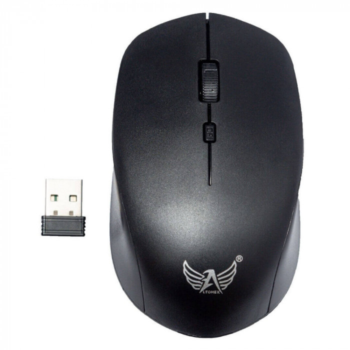 Mouse optic wireless, 1600 dpi, tehnologie avansata, ergonomic, negru