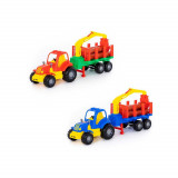 Cumpara ieftin Tractor cu remorca + lemne &ndash; Hardy, 47x13x20 cm, Polesie