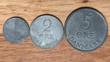 Danemarca - set de colectie zinc - 1 2 5 ore 1967 1966 1963 - superbe !, Europa