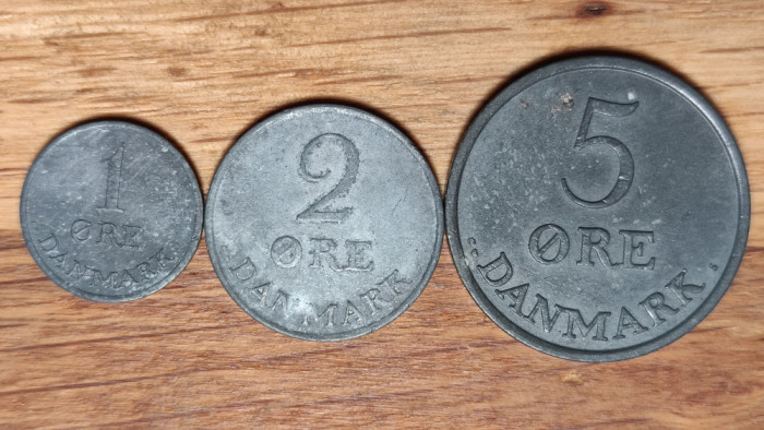 Danemarca - set de colectie zinc - 1 2 5 ore 1967 1966 1963 - superbe !