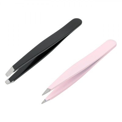 Set Pensete Spr&amp;acirc;ncene, Basic, Oblică și Ascuțită, Negru și Roz, 2 Bucăți, 7.5cm foto