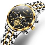 Cumpara ieftin Ceas de dama Olevs CS1604, otel inoxidabil, argintiu-auriu, cadran negru