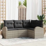 VidaXL Set de canapele pentru grădină 4 pcs Gri deschis Rattan poli