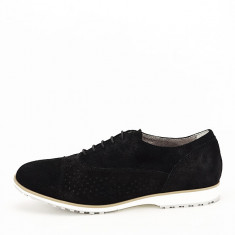 Pantofi oxford din piele naturala negru Magda 01