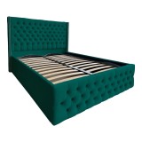 Pat Matrimonial Allegria tapitat cu somiera rabatabila diverse dimensiuni, culoare verde smarald - 140x200