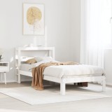 VidaXL Cadru de pat cu tăblie, alb, 75x190 cm, lemn masiv de pin