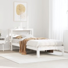 vidaXL Cadru de pat cu tăblie, alb, 75x190 cm, lemn masiv de pin 3306032