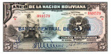 Bolivia 5 Bolivianos 1911 ( 1928 ) P-113 aUNC Seria 089579