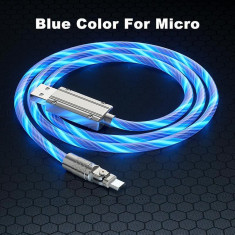 Cablu Luminos de Incarcare si Transfer Date Usb - Micro Usb Fast Charger cu Rotire 180&deg;