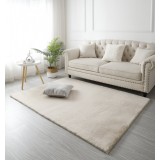 Covor Premium Belgian Model LOP 050, Marime 50 x 80 cm, Crem, Inaltime Fir 23 mm, Antiderapant, Antialergic, Poliester, Living, Dormitor, Sufragerie,