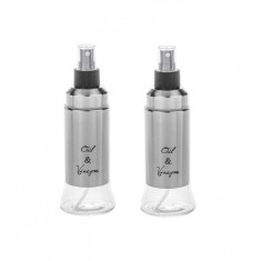 Set 2 Recipiente cu pulverizator pentru ulei si otet, din metal si plastic, 170 ml