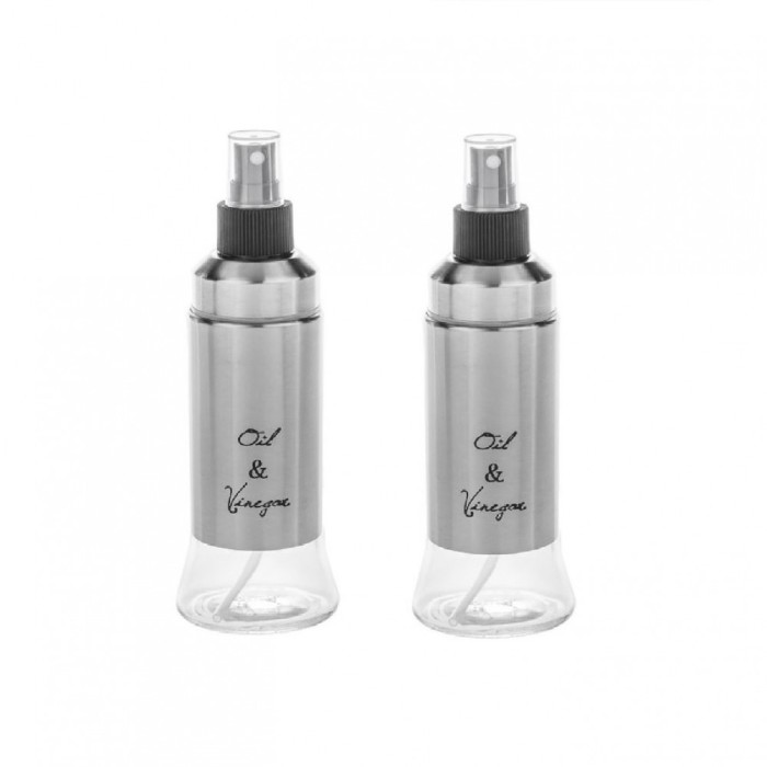 Set 2 Recipiente cu pulverizator pentru ulei si otet, din metal si plastic, 170 ml