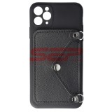 Husa iPhone 11 Pro Max Neagra cu Snur Crossbody &amp; Portofel Card TPU
