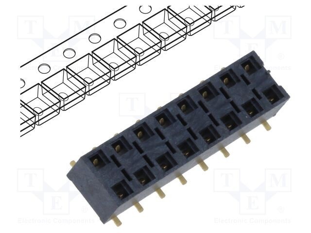 Conector şiruri pini mamă 16 pini 2,54mm aurit SMT SAMTEC