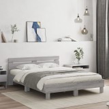 VidaXL Cadru de pat cu tăblie și LED, gri sonoma, 150x200 cm 3207544
