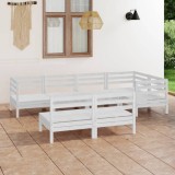 VidaXL Set mobilier de grădină, 7 piese, alb, lemn masiv de pin 3082748