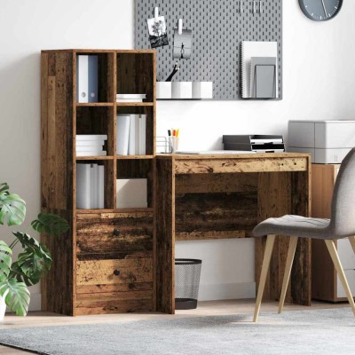 vidaXL Birou cu spațiu de depozitare 2 pcs Lemn Vechi 90 x 50 x 76 cm 3337367 foto