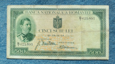 500 Lei 1934 Romania Regele Carol al 2-lea foto