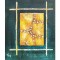 Tablou abstract pictat manual, Dreptunghi solar, 60x50cm ulei pe panza in releif