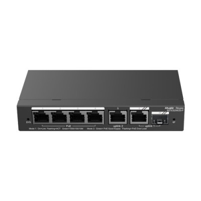 Switch 4 porturi PoE+, 2 porturi GE, 1 port SFP, Gigabit, Cloud Management - Ruijie RG-ES206GS-P SafetyGuard Surveillance foto
