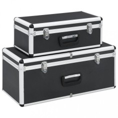 vidaXL Cutii de depozitare, 2 buc., negru, aluminiu 91851
