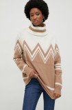 Cumpara ieftin Answear Lab pulover de lana femei, culoarea bej, cu guler