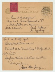 Posta locala Paltinis timbru local 2h 1906 pe intreg postal catre amiral Raimann