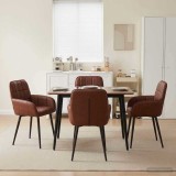 Cumpara ieftin Scaune de dining 4 buc. Piele artificiala Maro Lucios