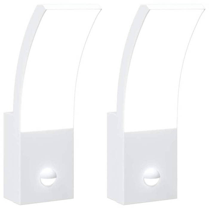 Lampi exterioare de perete LED/senzor 2 buc alb aluminiu turnat