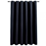 Draperie opaca cu inele metalice, negru, 290 x 245 cm