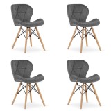 Set 4 scaune stil scandinav, Artool, Lago Velvet, catifea, lemn, gri, 47x36x73.5 cm