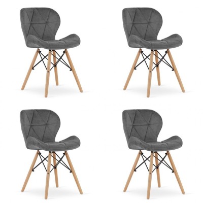 Set 4 scaune stil scandinav, Artool, Lago Velvet, catifea, lemn, gri, 47x36x73.5 cm foto