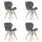 Set 4 scaune stil scandinav, Artool, Lago Velvet, catifea, lemn, gri, 47x36x73.5 cm
