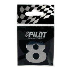 Autocolant 3D crom Type-3 (28mm) cifra - &quot; 8 &quot; Garage AutoRide