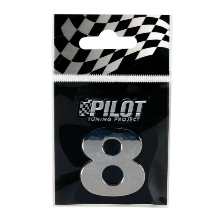 Autocolant 3D crom Type-3 (28mm) cifra - &quot; 8 &quot; Garage AutoRide