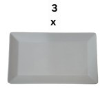 Set 3 Platouri dreptunghiulare, 25&times;15 cm, Alb mat